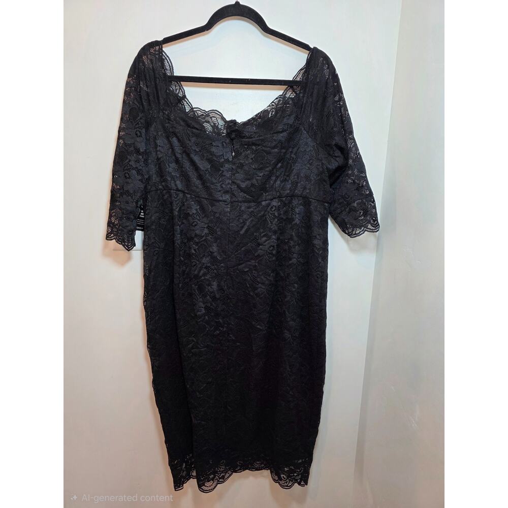 NWT Torrid Midi Black Lace Dress Scalloped Neckline 3/4 Sleeves Size 22 - Picture 6 of 10